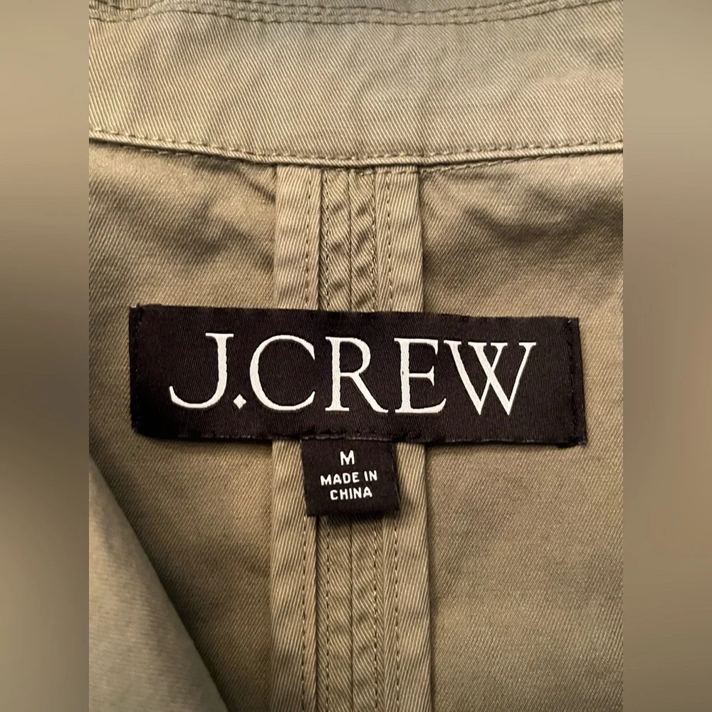 J Crew Olive Green 3 Pocket Utility Blazer Jacket Coat Chino Army Military Sz M